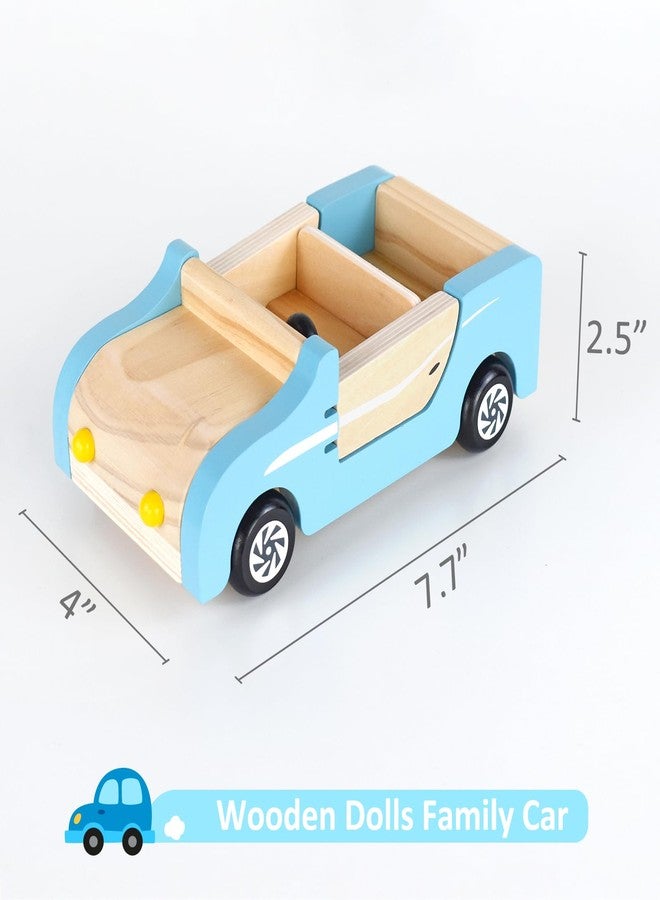 PairPear Wooden Family Car for Dolls,Wooden Toys Dollhouese Furniture Accessories Playset,Kids Pretend Preschool Play Vehicle Toys Gift for Toddler 3 Years and Up - Image 5